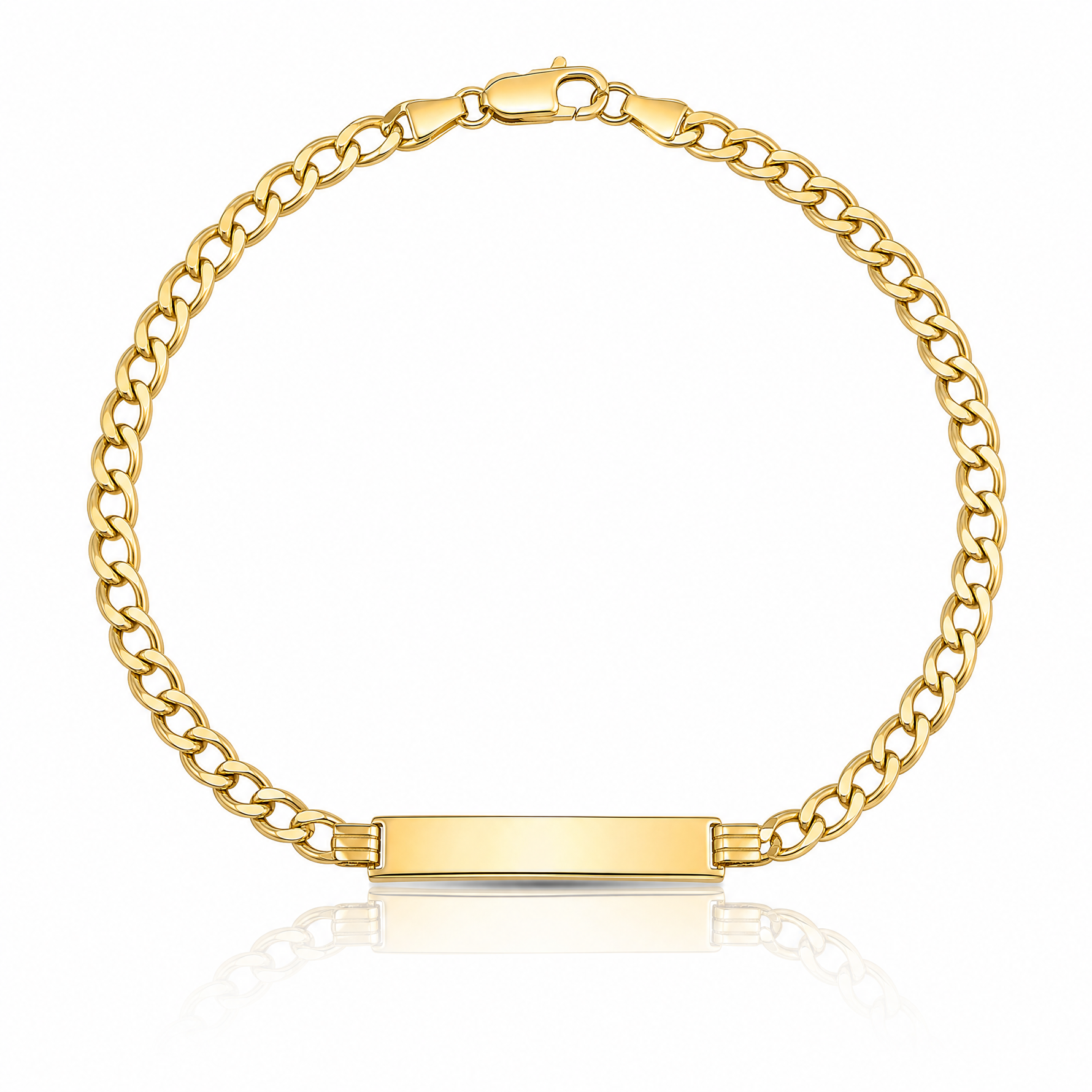 14k Semi-solid Curb Link 6.75in Id Bracelet - Lifestyle View
