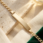 14k Semi-Solid Polished Cuban ID Bracelet - Lifestyle View