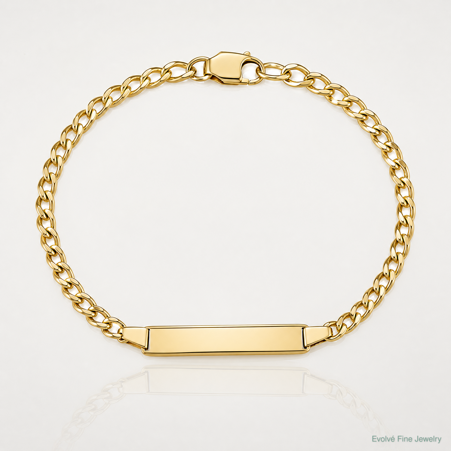 14k Semi-Solid Polished Cuban ID Bracelet - Lifestyle View