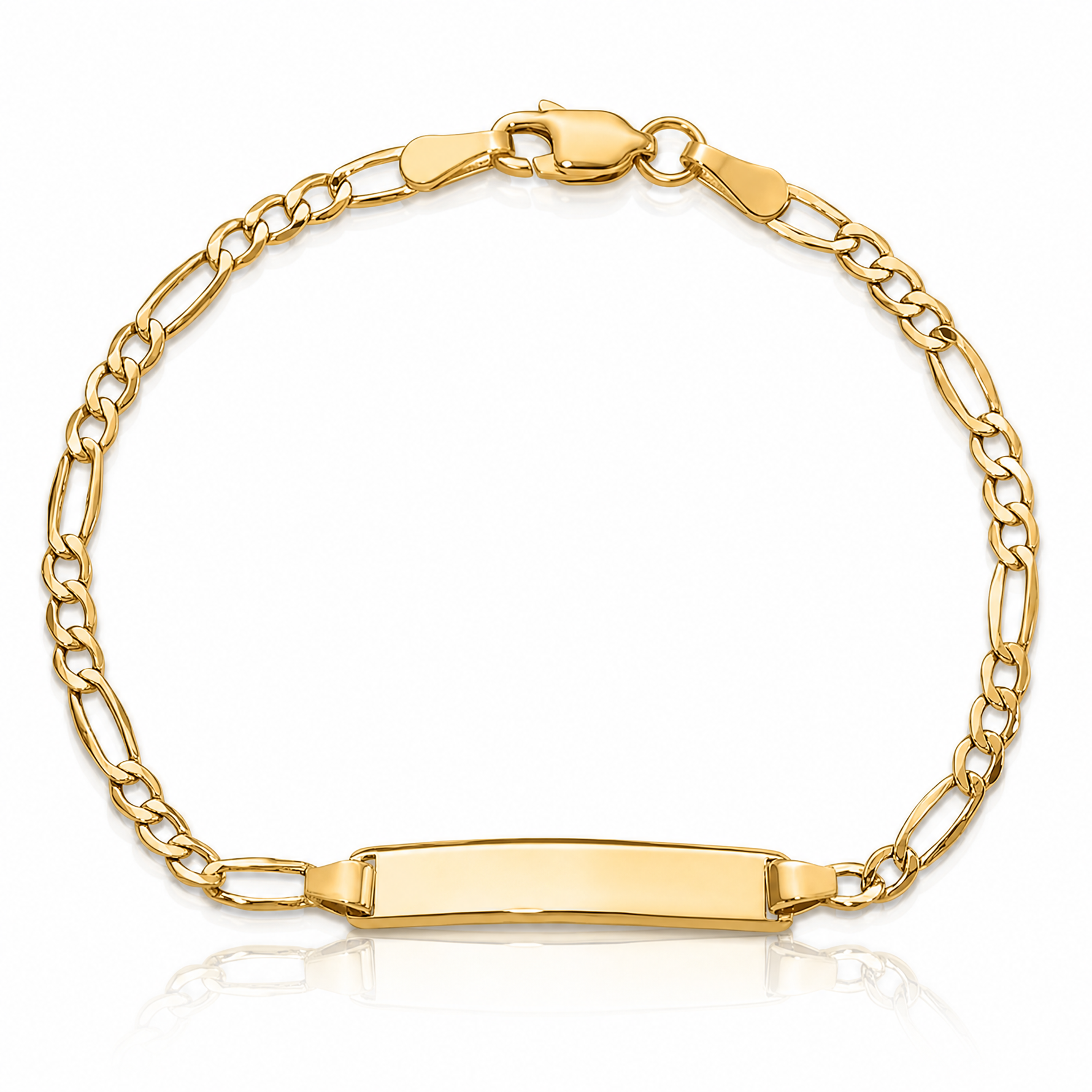 14k Semi-Solid Polished Figaro ID Bracelet - Lifestyle View