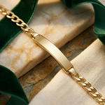 14k Semi-solid Cuban Link ID Bracelet - Lifestyle View