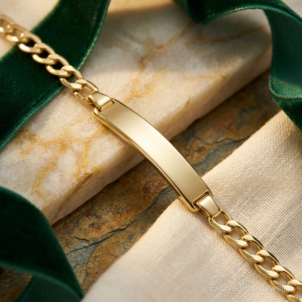 14k Semi-solid Cuban Link ID Bracelet - Lifestyle View