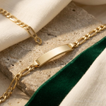 14k Semi-Solid Figaro Link ID Bracelet - Lifestyle View