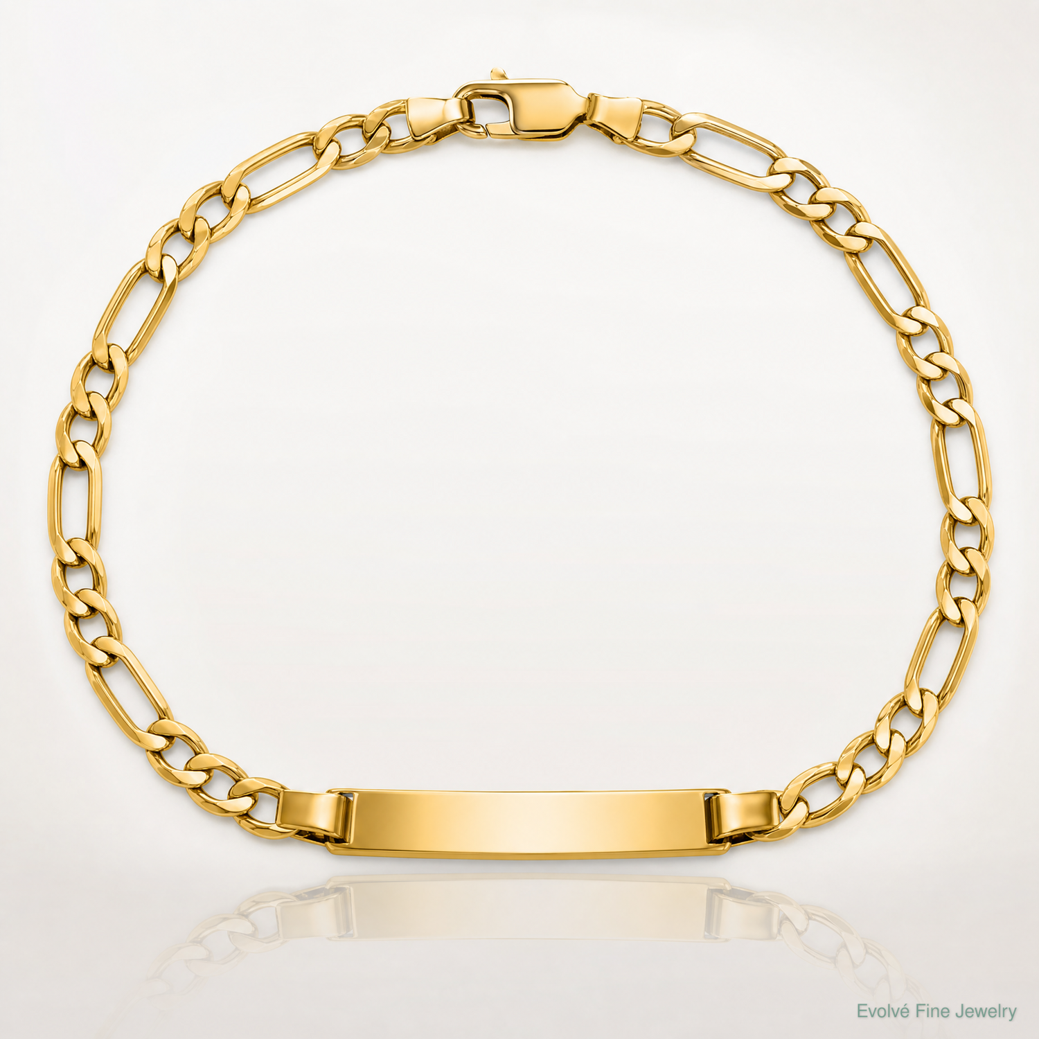 14k Semi-Solid Figaro Link ID Bracelet - Lifestyle View
