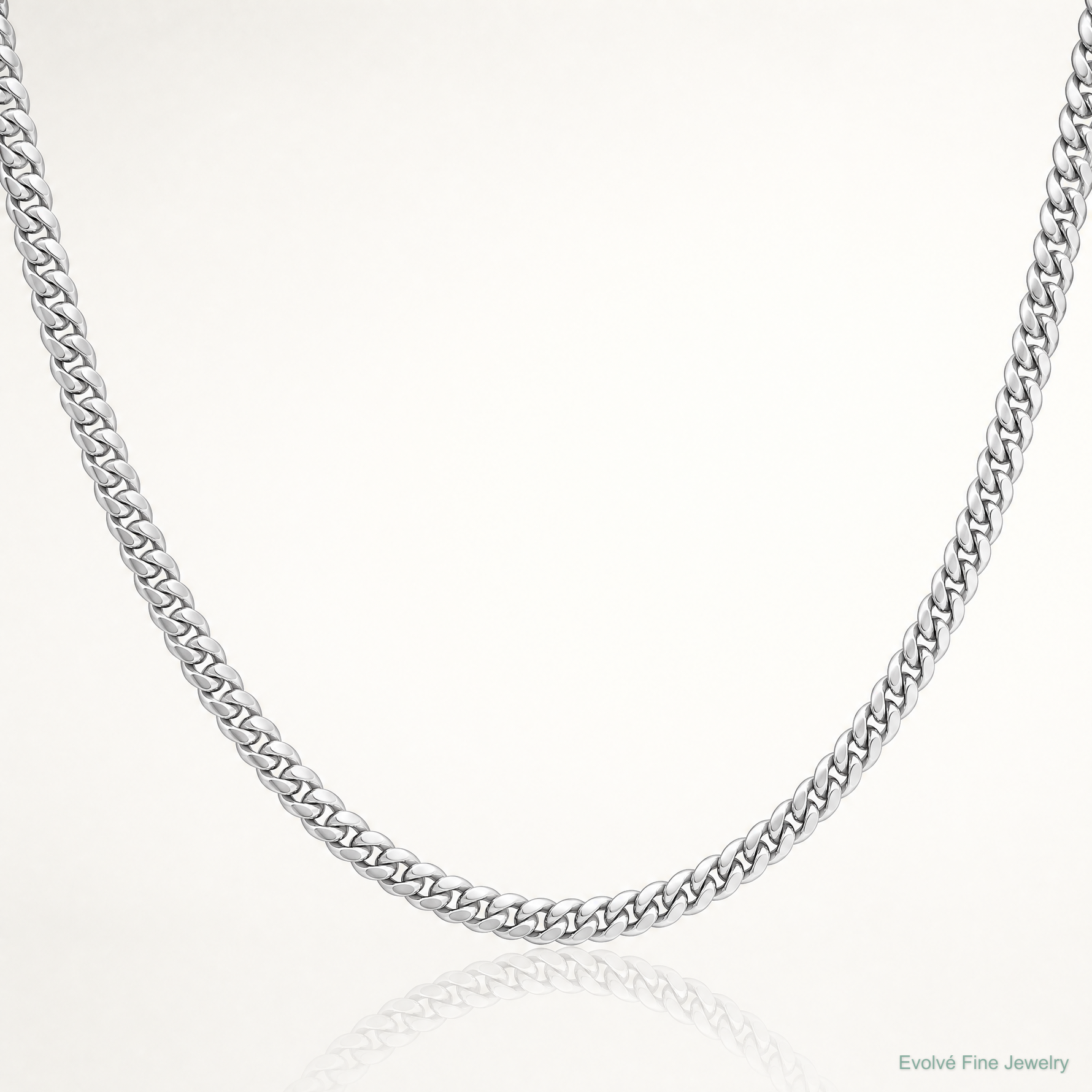 14k White Gold 3.5mm Solid Miami Cuban Chain - Lifestyle View