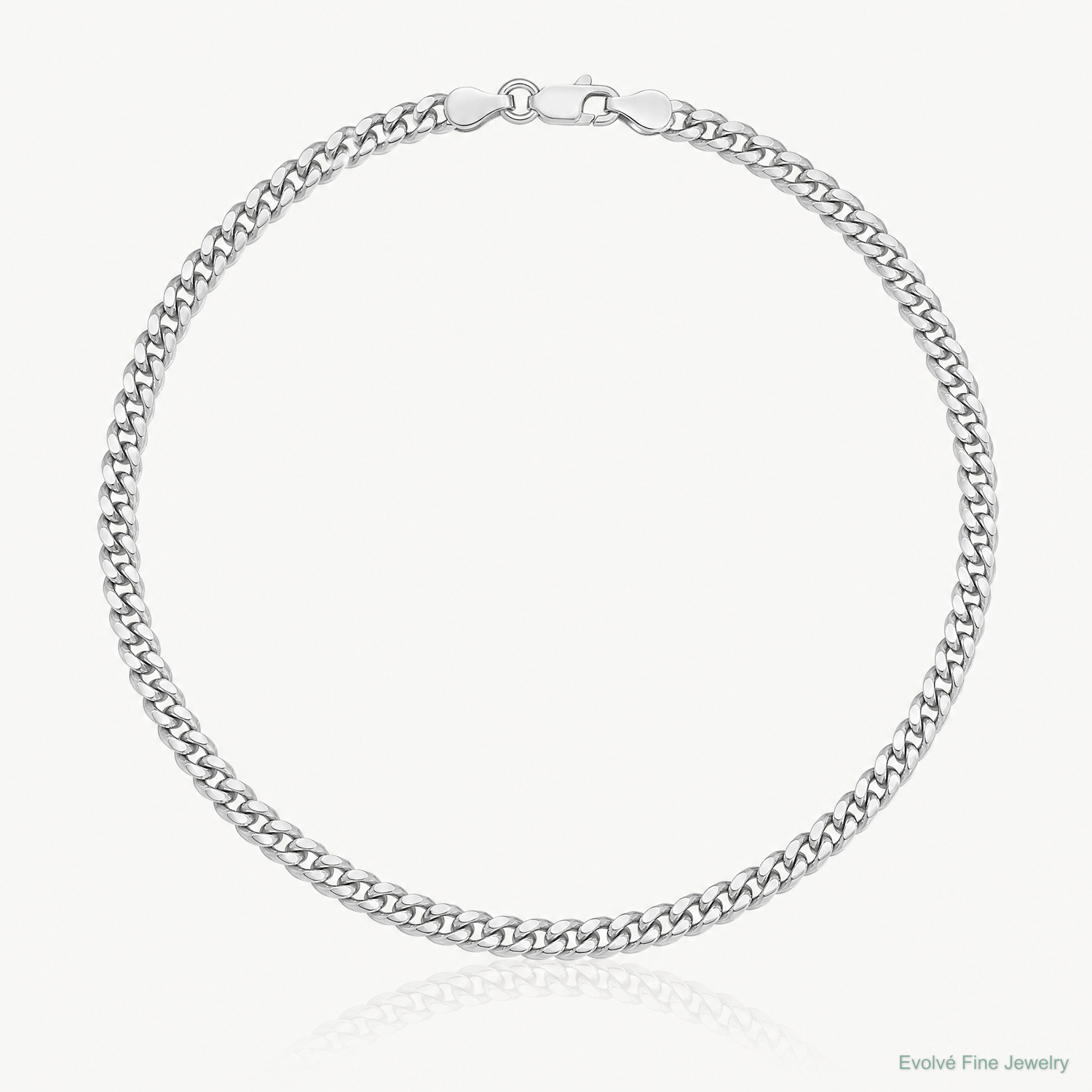 14k White Gold 3.5mm Solid Miami Cuban Chain - Lifestyle View