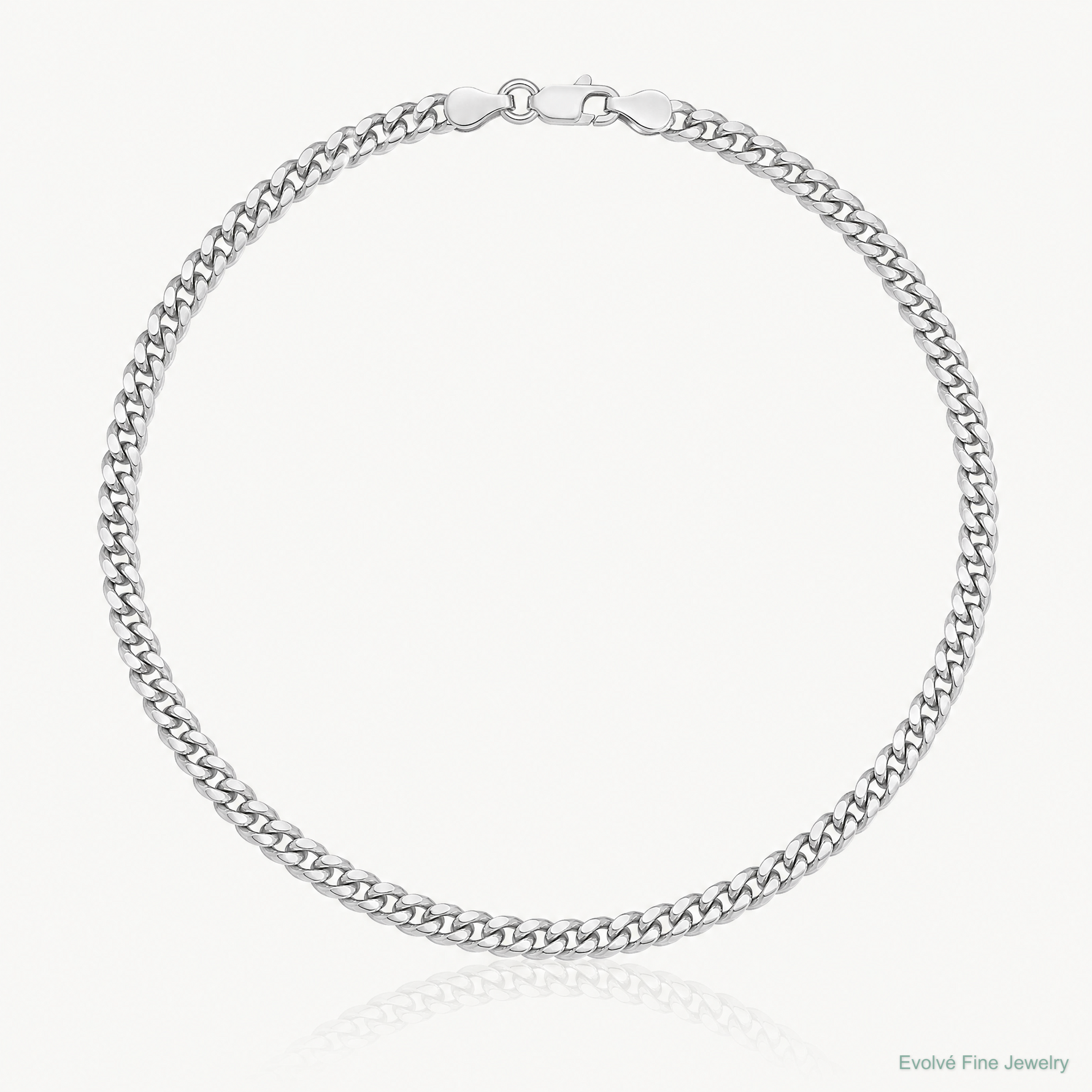 14k White Gold 3.5mm Solid Miami Cuban Chain - Lifestyle View