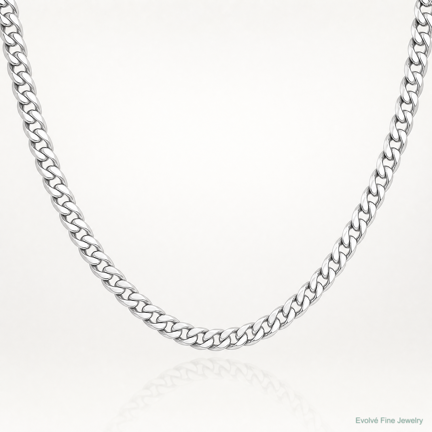 14k White Gold 4.25mm Solid Miami Cuban Chain - Lifestyle View