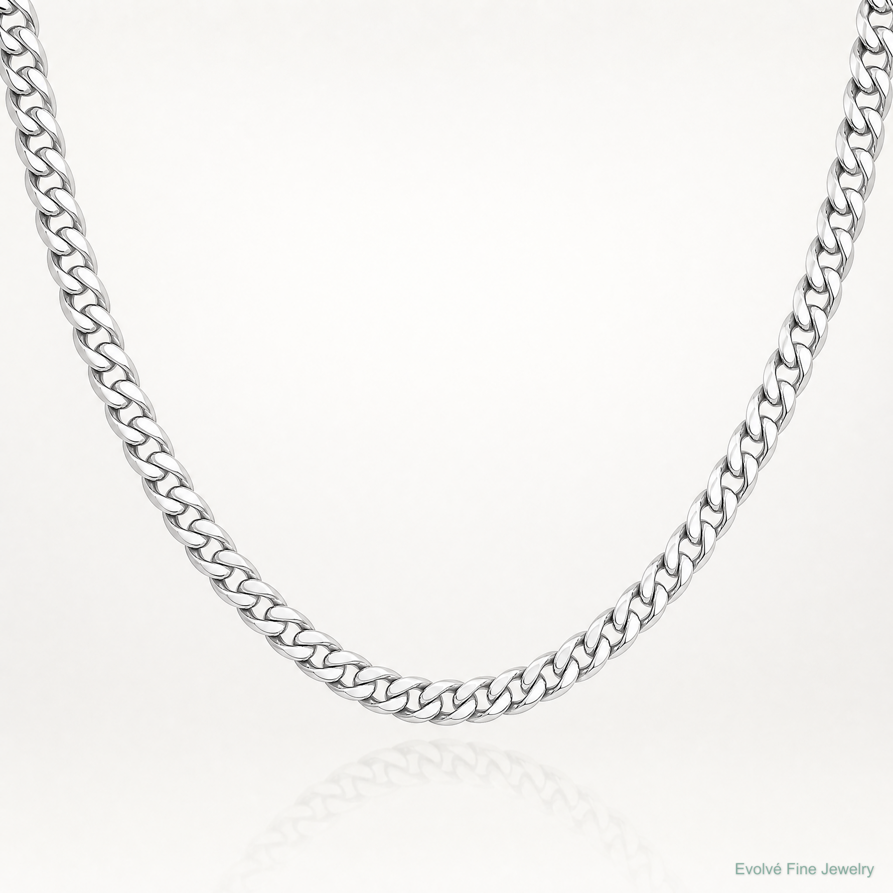 14k White Gold 4.25mm Solid Miami Cuban Chain - Lifestyle View