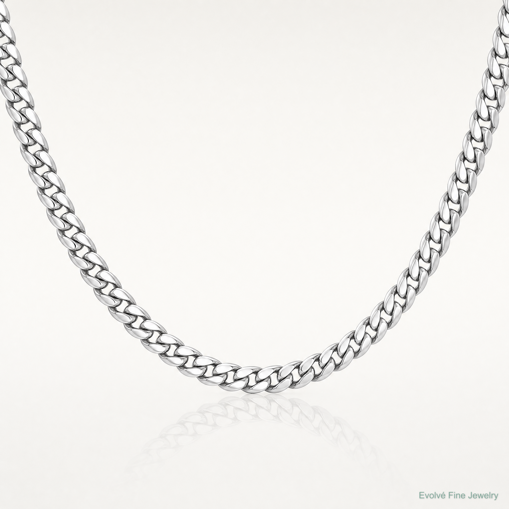 14k White Gold 4.3mm Solid Miami Cuban Chain - Lifestyle View