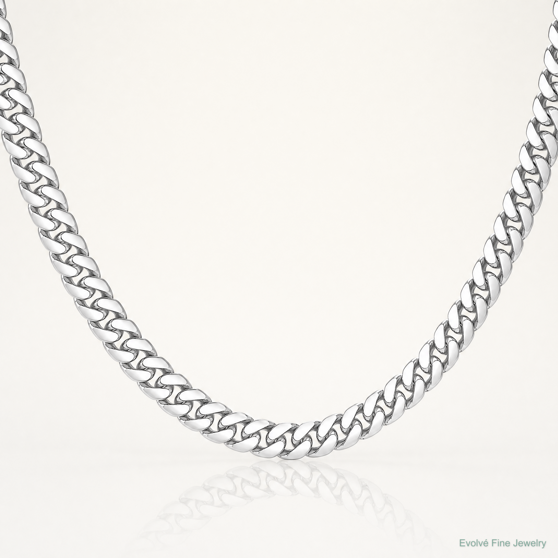 14k White Gold 5mm Solid Miami Cuban Chain - Lifestyle View