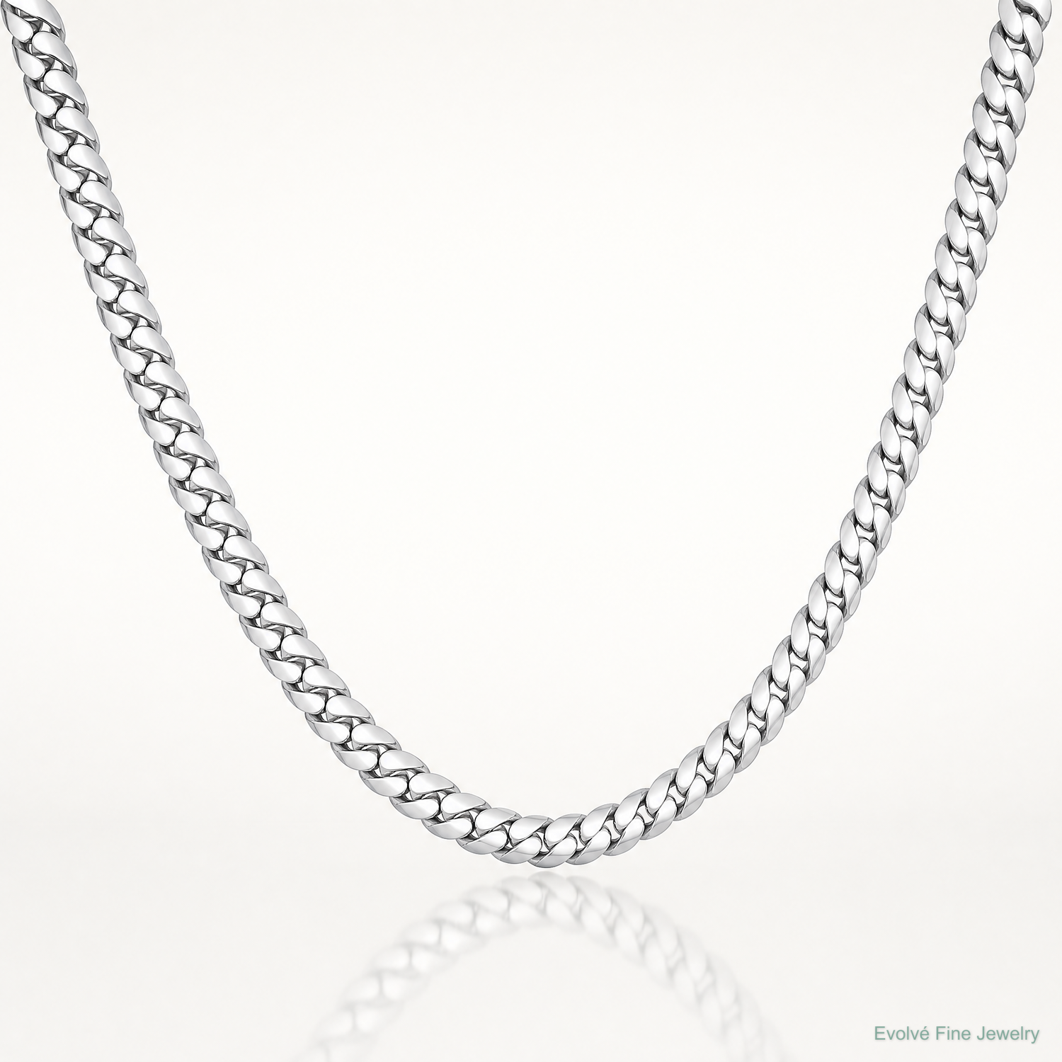 14k White Gold 5.5mm Solid Miami Cuban Chain - Lifestyle View
