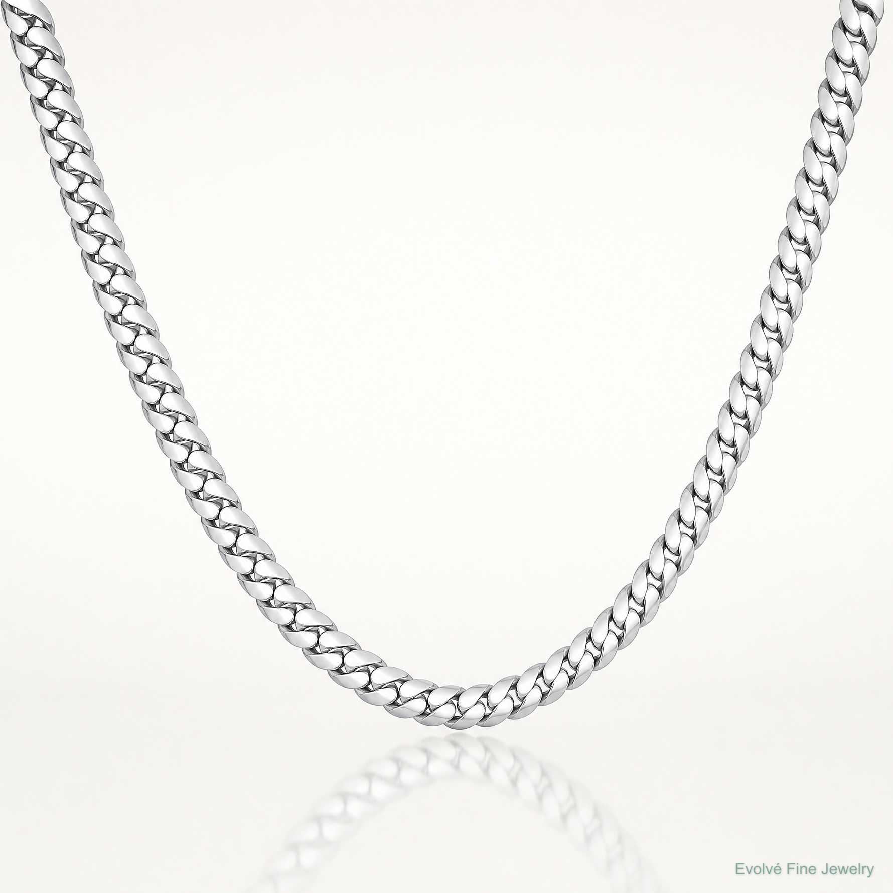 14k White Gold 5.5mm Solid Miami Cuban Chain - Lifestyle View