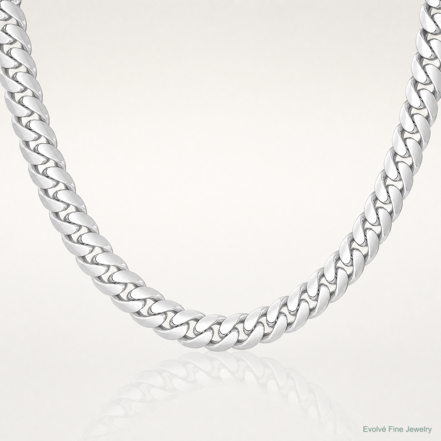 14k White Gold 6.25mm Solid Miami Cuban Chain - Lifestyle View