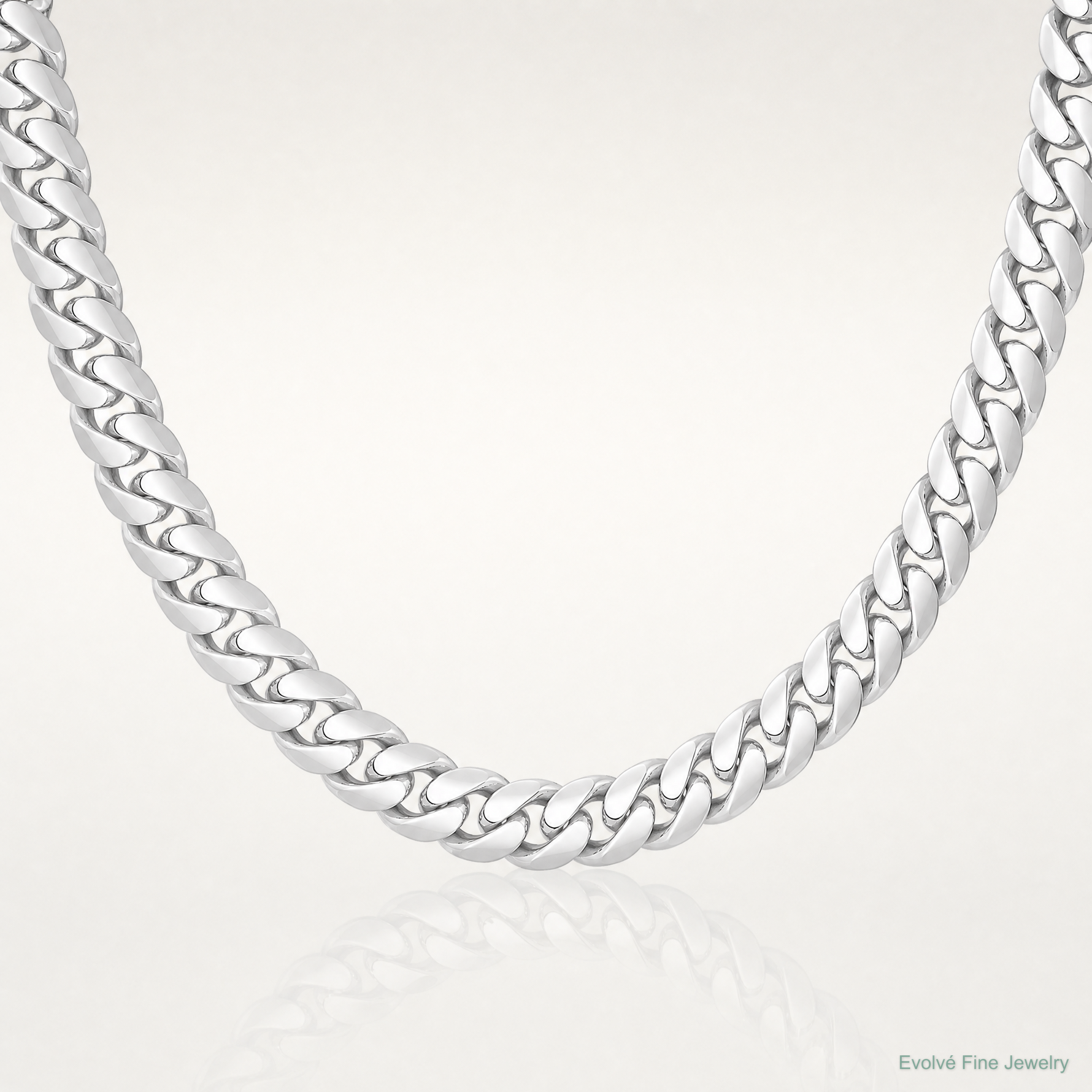 14k White Gold 6.25mm Solid Miami Cuban Chain - Lifestyle View