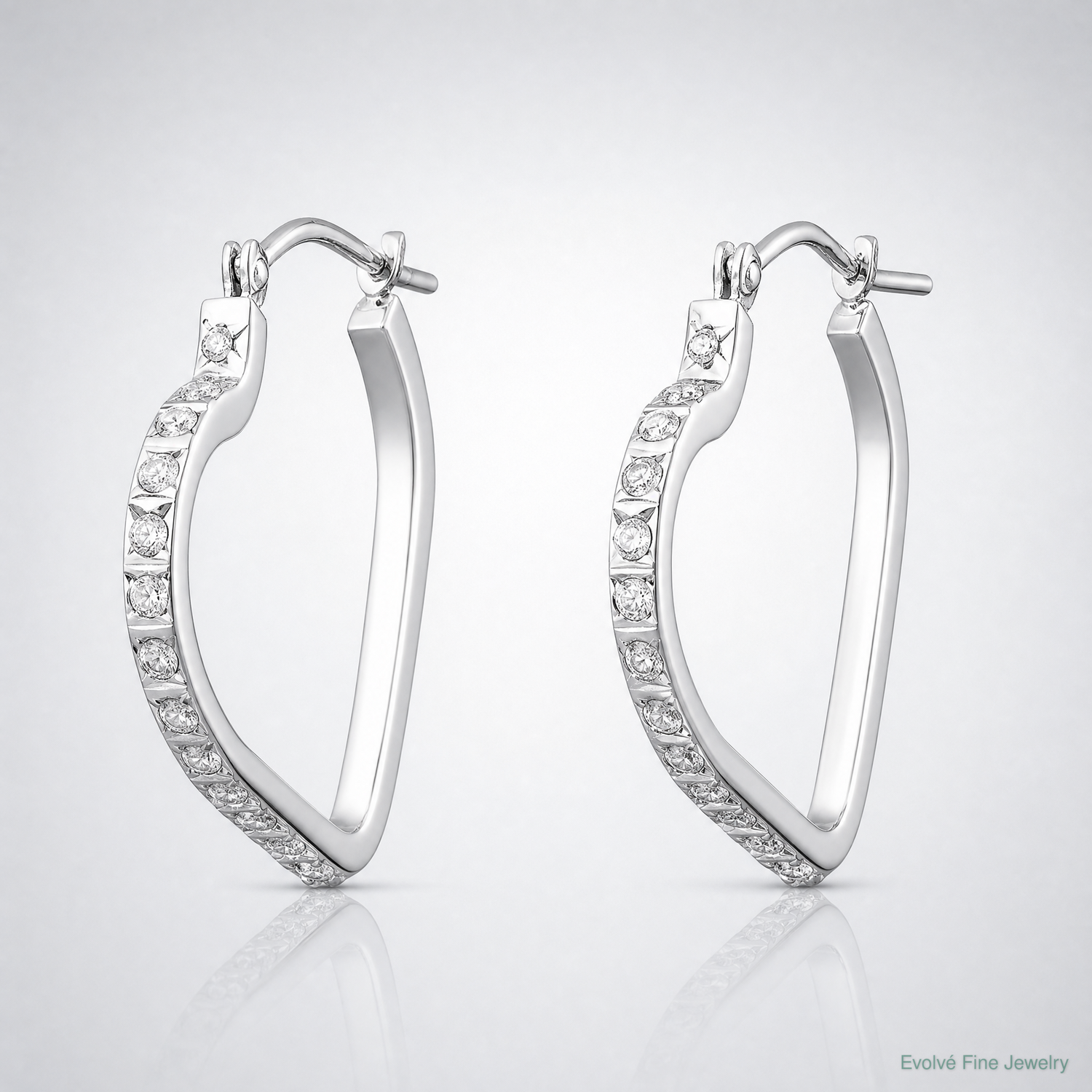 14k WG Diamond Fascination Diamond Dust/Accent Heart Hoops - Lifestyle View