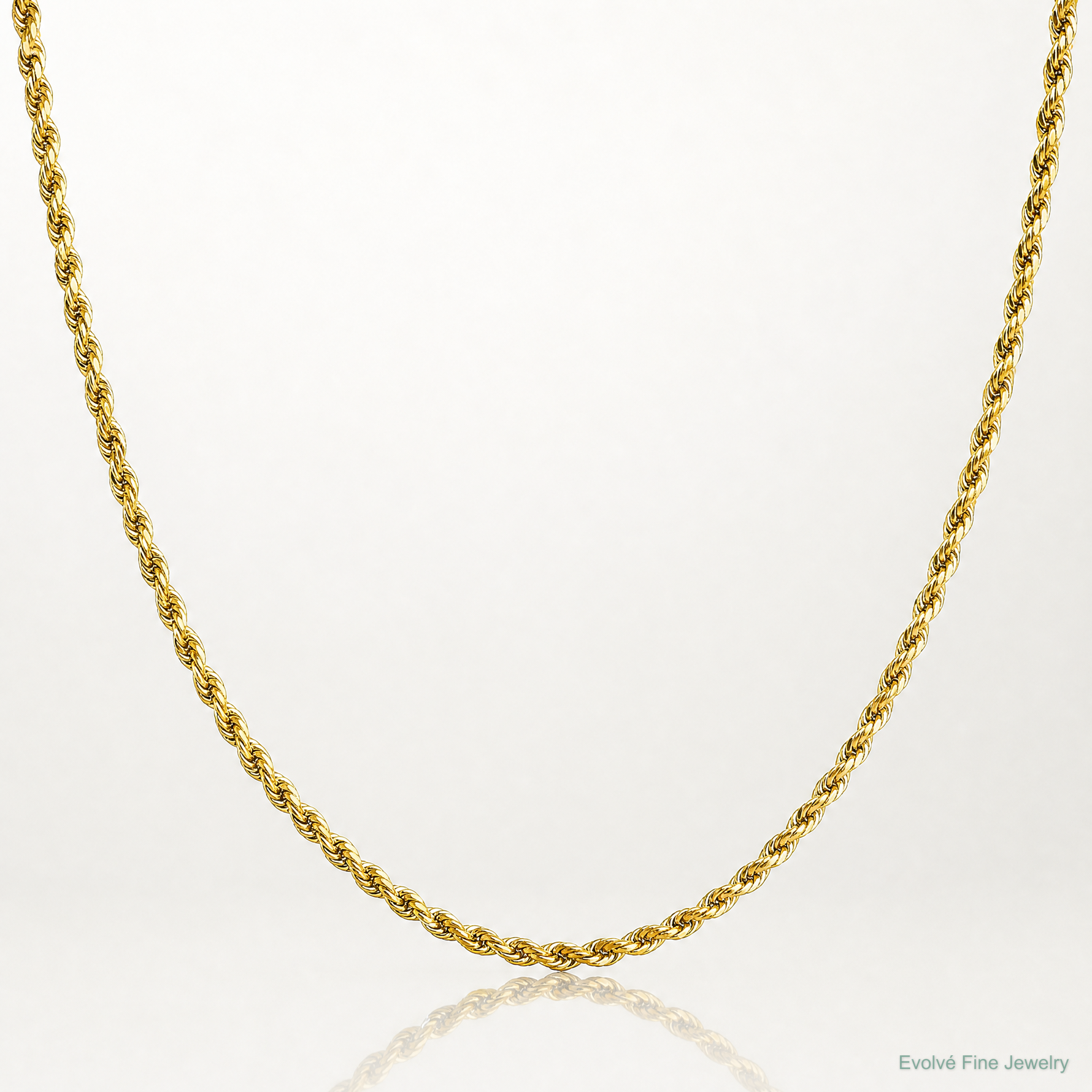 14k 2.25mm Semi-solid D/C Rope Chain - Lifestyle View