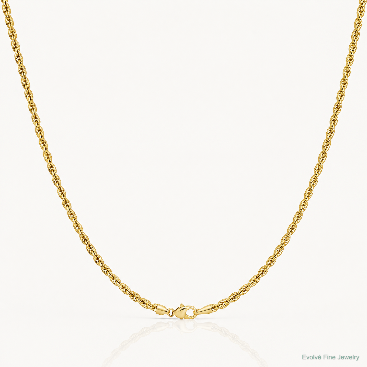 14k 2.5mm Semi-solid D/C Rope Chain - Lifestyle View