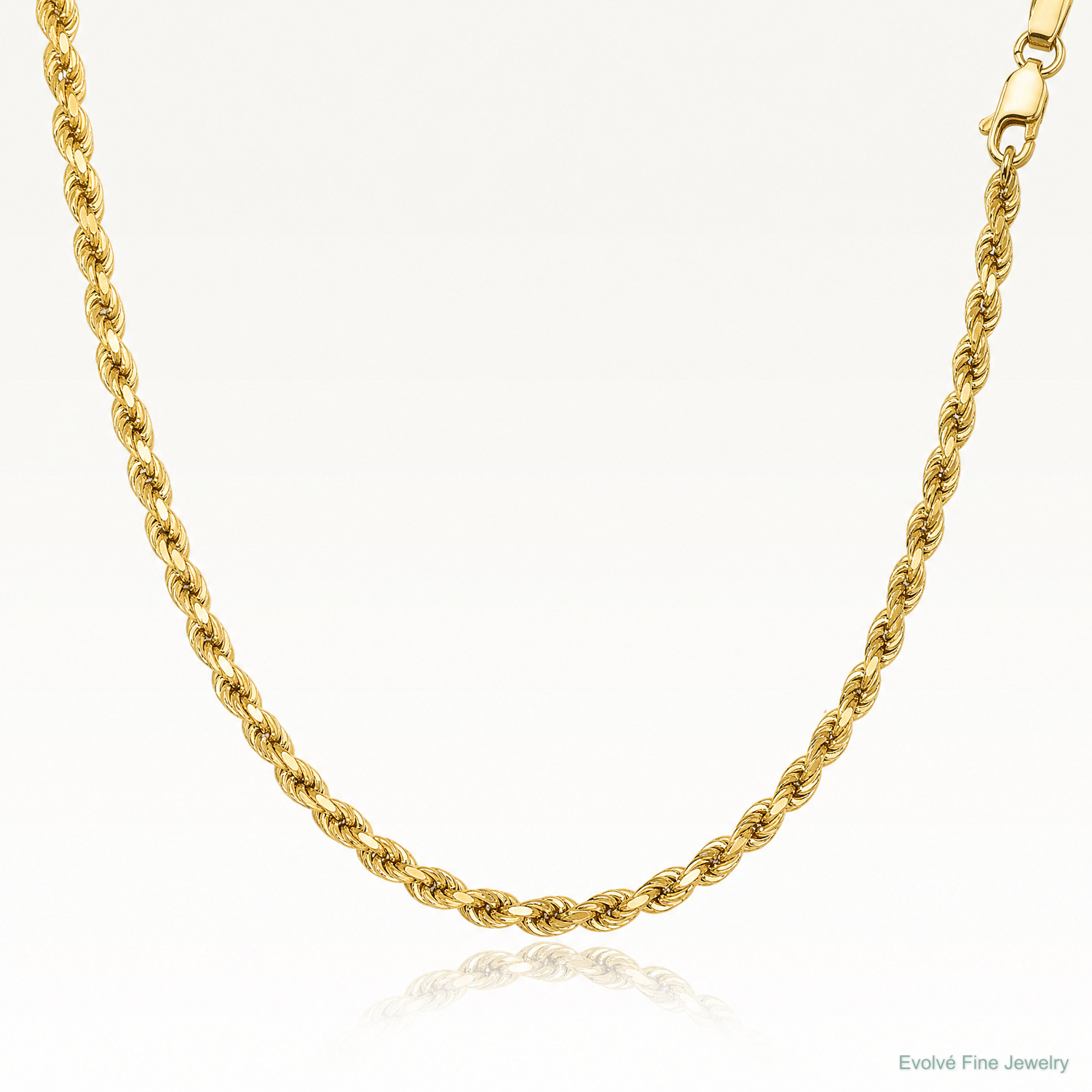 14k 3mm Semi-solid D/C Rope Chain - Lifestyle View