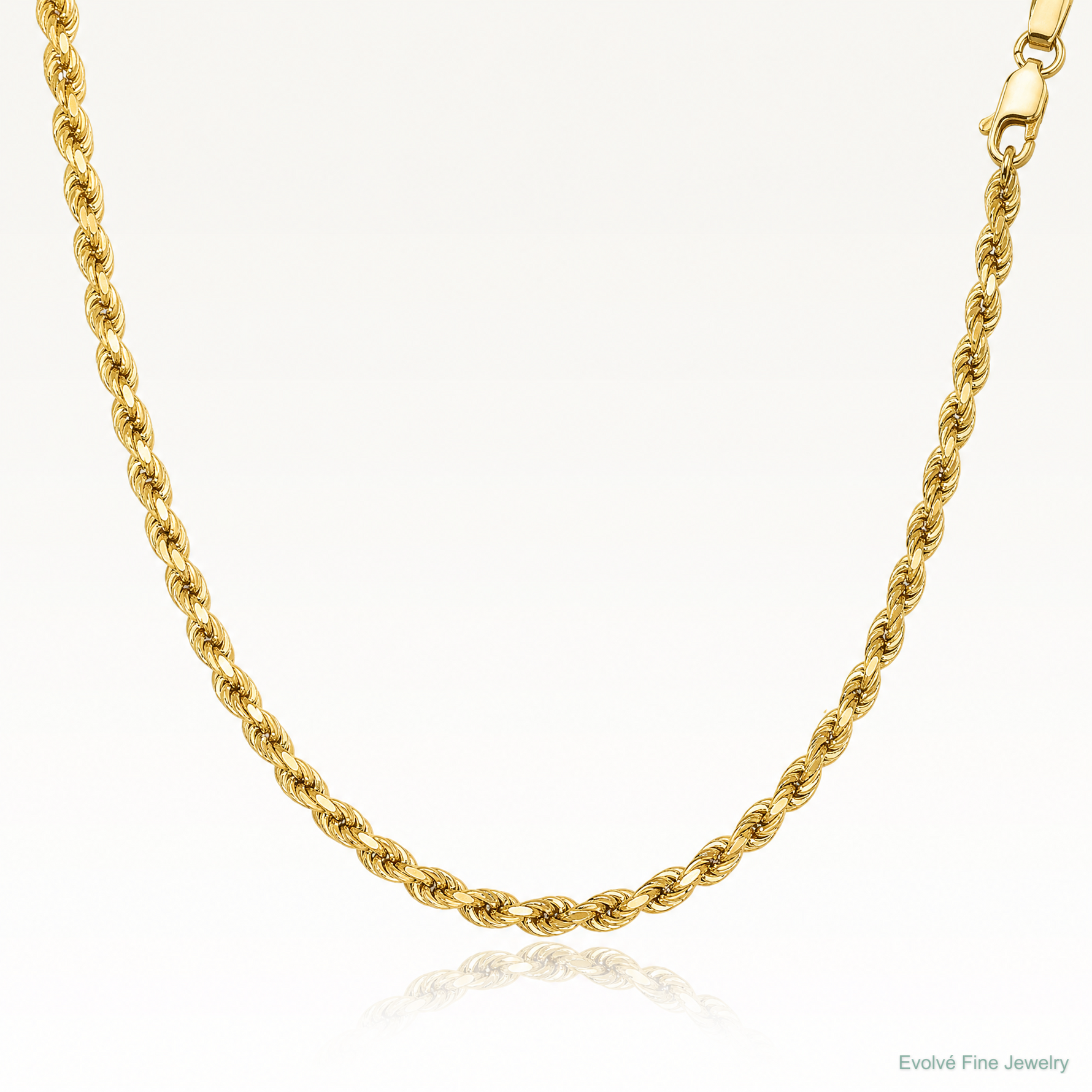 14k 3mm Semi-solid D/C Rope Chain - Lifestyle View