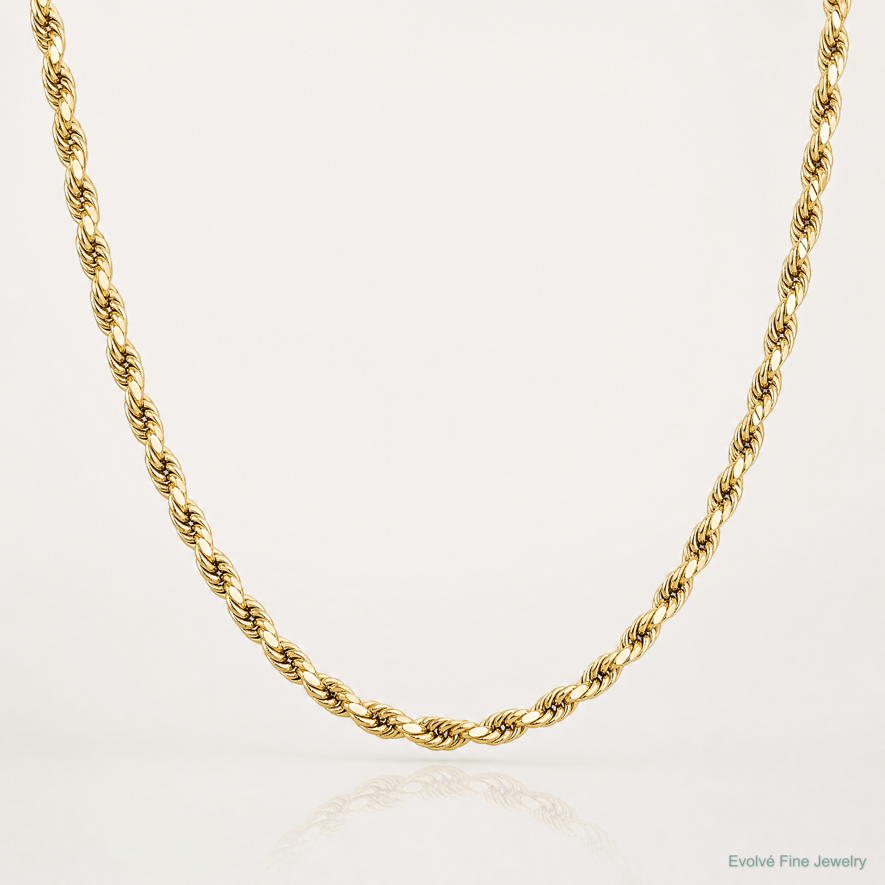 14k 4mm Semi-solid D/C Rope Chain - Lifestyle View