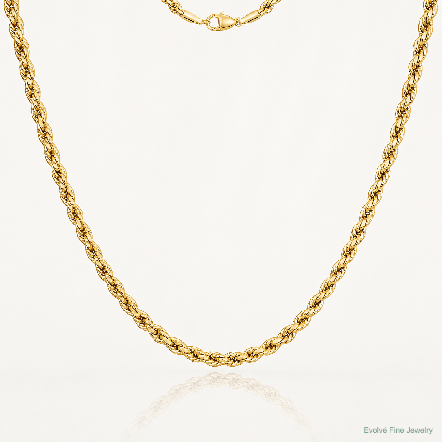 14k 4.9mm Semi-solid D/C Rope Chain - Lifestyle View
