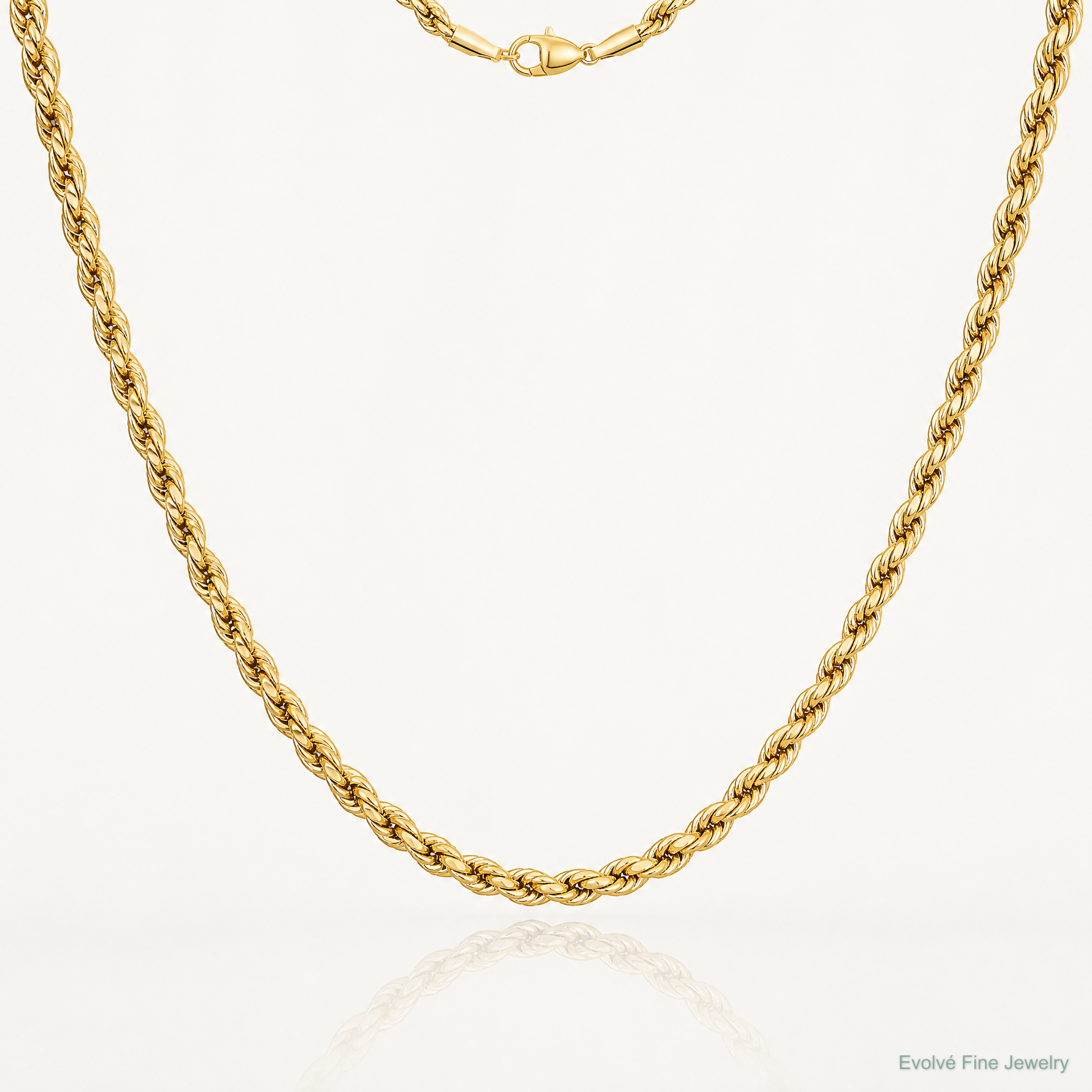 14k 4.9mm Semi-solid D/C Rope Chain - Lifestyle View