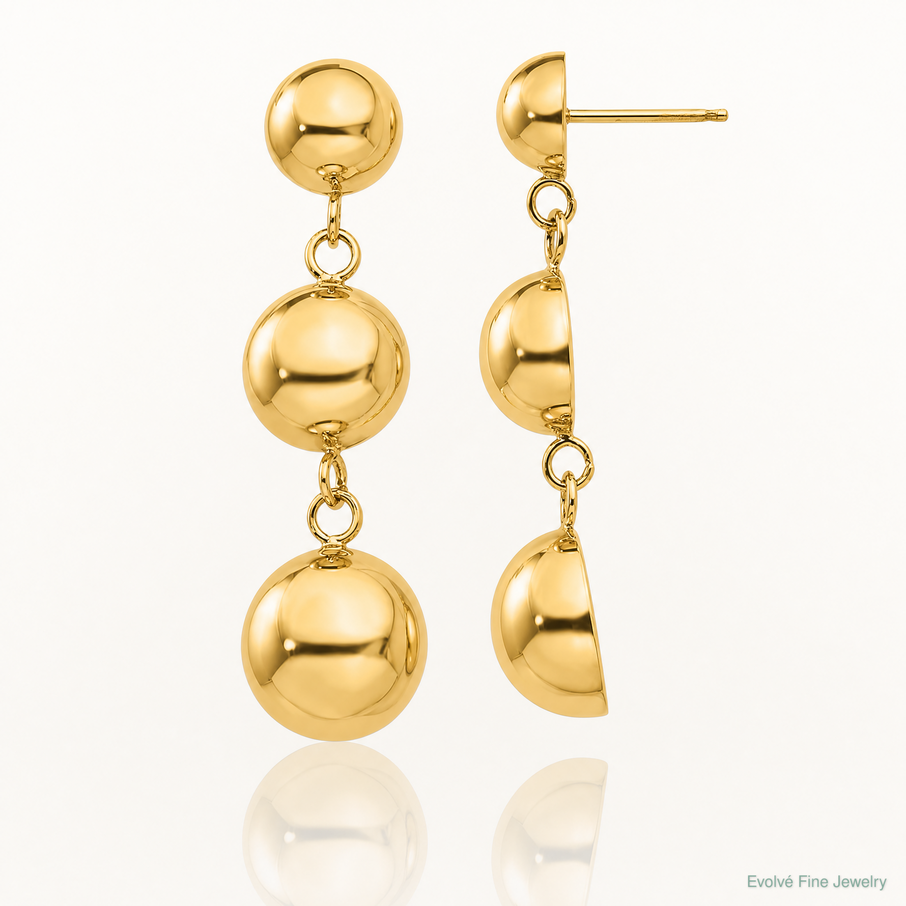 14k Polished Half Ball Dangle Earrings - Lifestyle View
