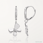 14k White Gold Diamond Butterfly Leverback Earrings - Lifestyle View