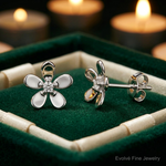 14k White Gold Diamond Earrings - Lifestyle View