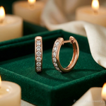 14k Rose Gold Diamond Hinged Hoop Earrings - Lifestyle View