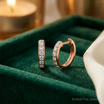 14k Rose Gold Diamond Hinged Hoop Earrings - Lifestyle View