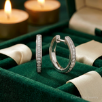 14k White Gold Diamond Complete Hinged Hoop Earrings - Lifestyle View