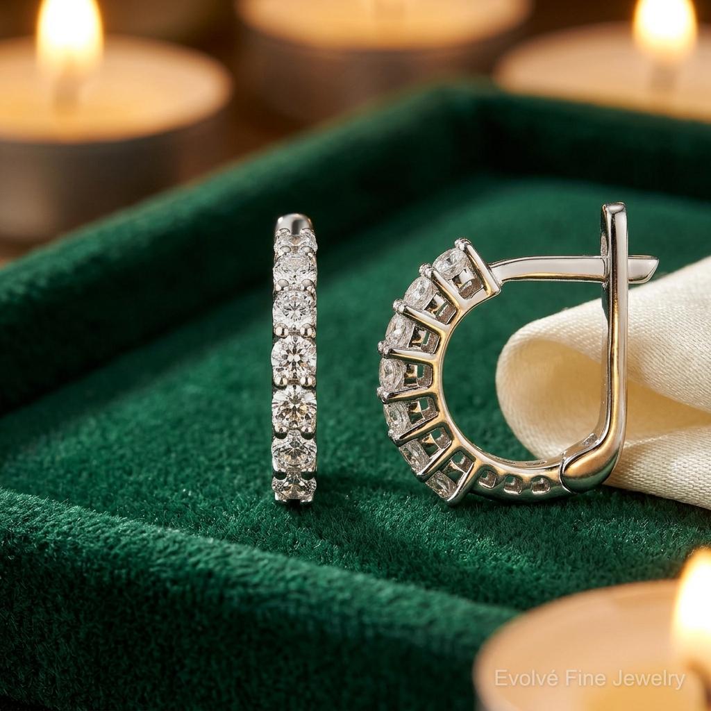 14k White Gold Fancy Hinged Diamond Earrings - Lifestyle View