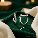 14k White Gold Diamond Hinged Earrings - Lifestyle View