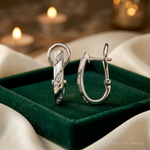 14k White Gold Diamond Omega Back Earrings - Lifestyle View