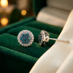 14k White Gold Blue/White Diamond Cluster Post Earrings - Lifestyle View