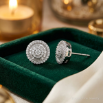 14k White Gold Diamond Cluster Post Earrings - Lifestyle View