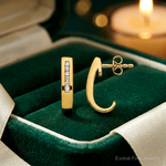 14k Diamond J-Hoop Post Earrings - Lifestyle View