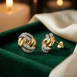 14k Diamond w/Rhodium Accents Round Post Earrings - Lifestyle View