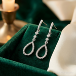 14k White Gold Diamond Teardrop Earrings - Lifestyle View