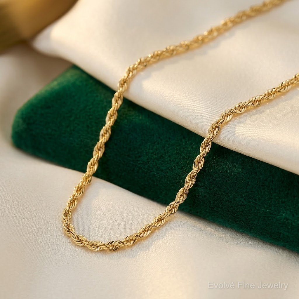 14k 1.5mm Ultra D/C Rope Chain - Lifestyle View