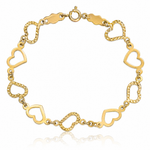 14K Flat Diamond Cut Open Hearts Bracelet - Lifestyle View