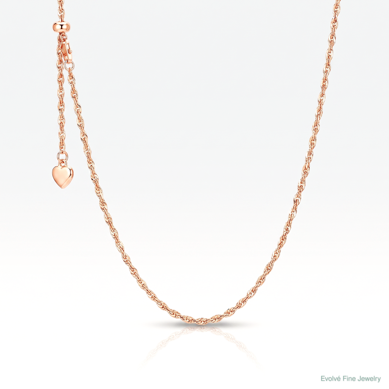 Leslie's Sterling Silver Rose Gold-plated Adjustable 1.2mm D/C Rope Chain - Lifestyle View