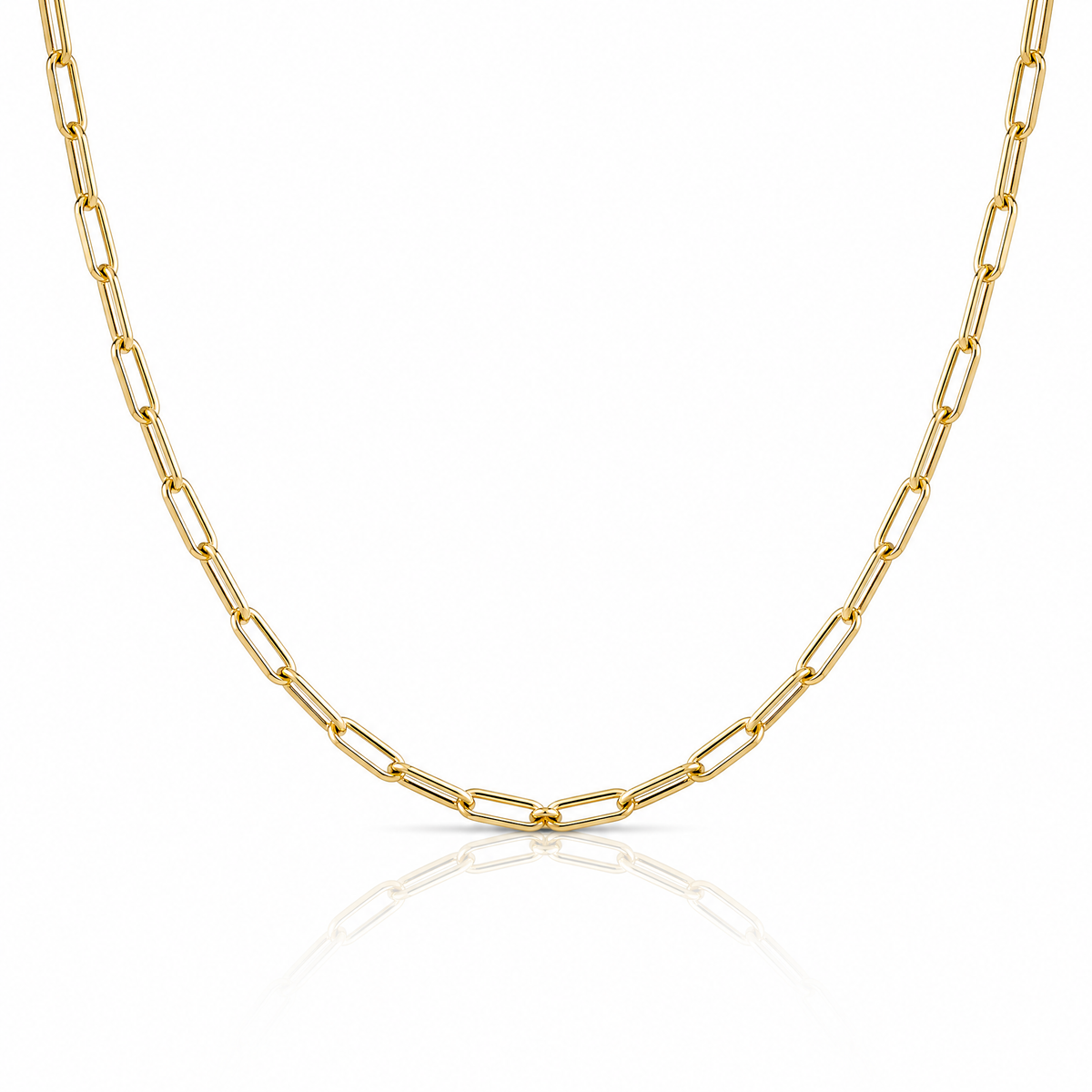 Leslie's SS Gold-plated Adjustable 2mm Paperclip Flat Oval Link Chain - Lifestyle View