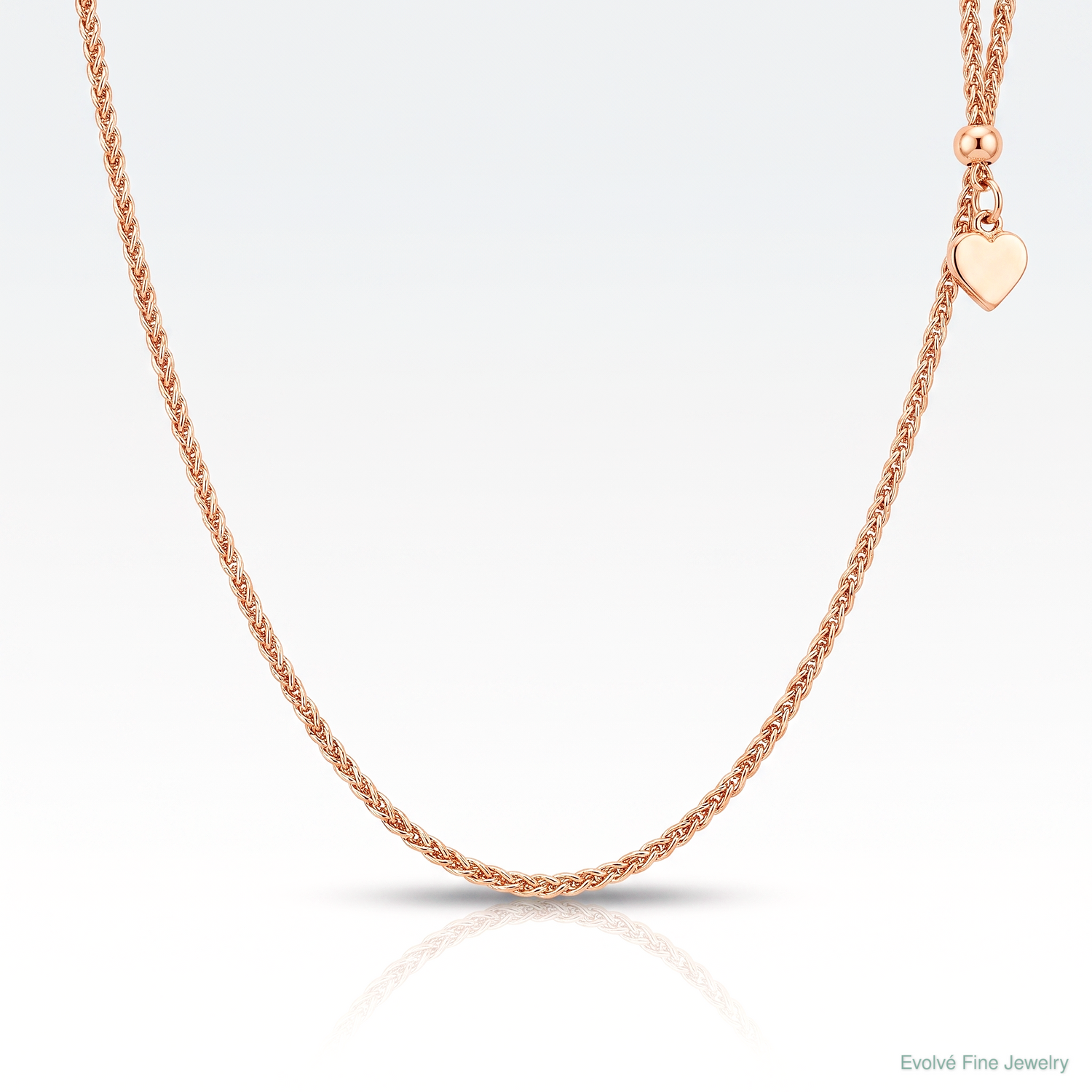 Leslie's Sterling Silver Adjustable Rose Gold-plated 1.3mm Spiga Chain - Lifestyle View