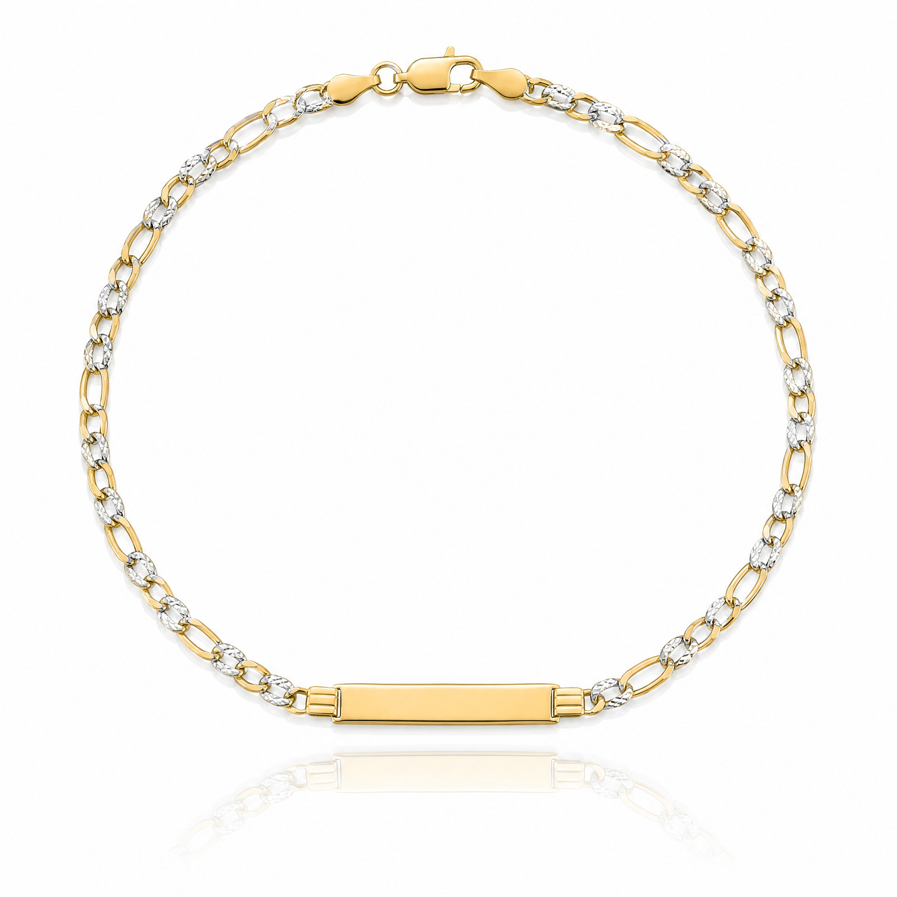14k with Rhodium Pavé Figaro ID Bracelet - Lifestyle View