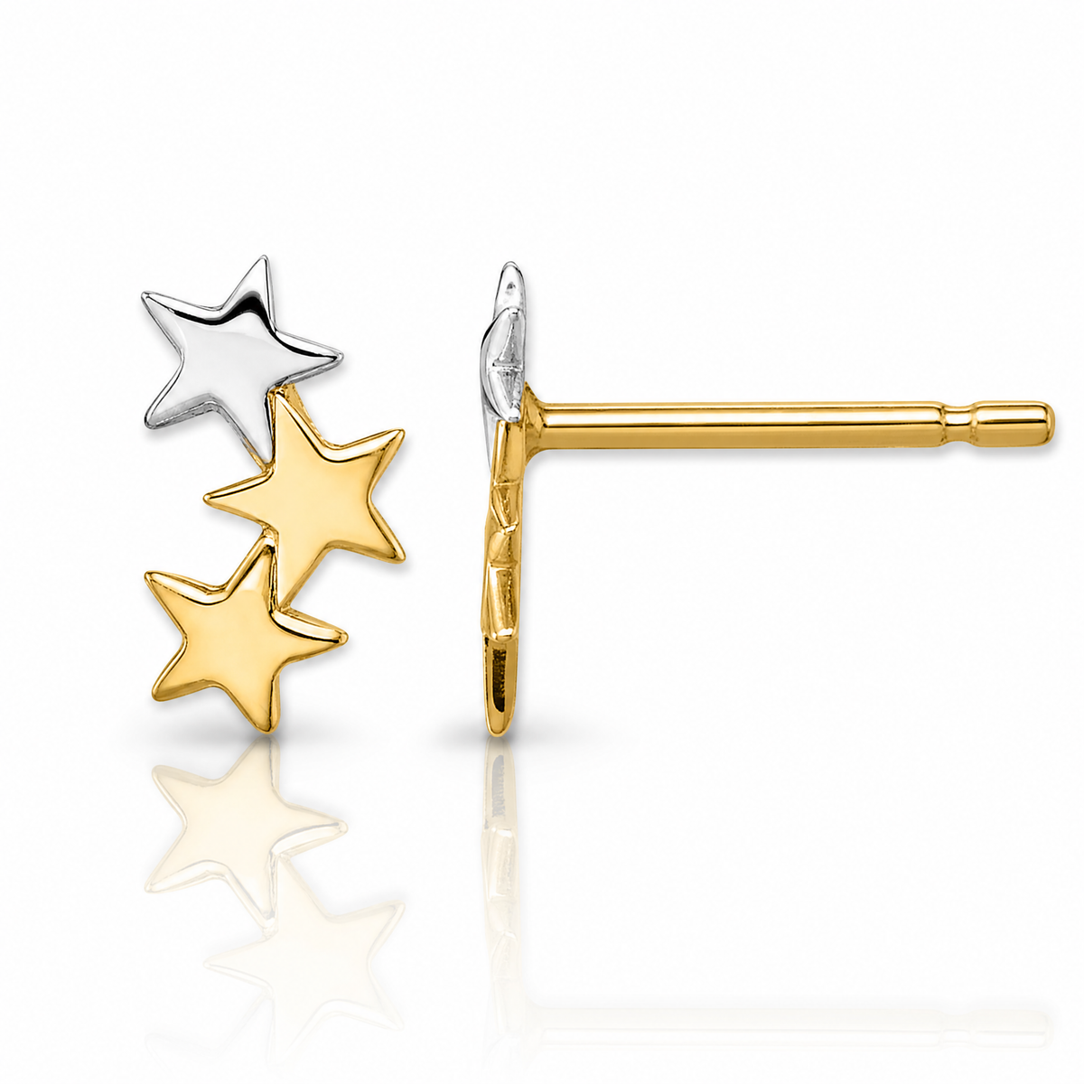 14k Madi K & White Rhodium 3-Star Post Earrings - Lifestyle View