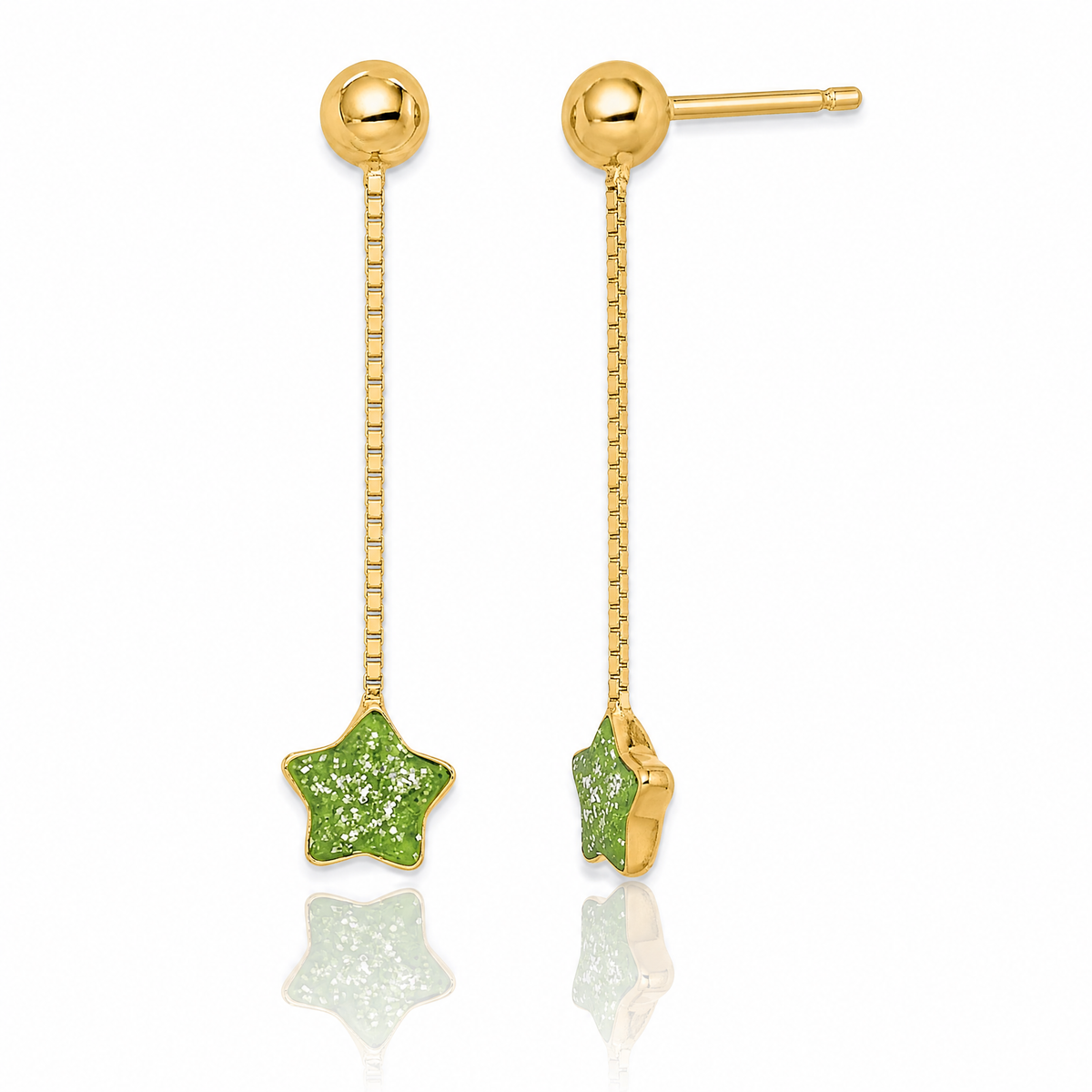 14k Madi K Enameled Star Chain Dangle Post Earrings - Lifestyle View