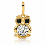 14k Madi K Black & White CZ Owl Pendant - Lifestyle View